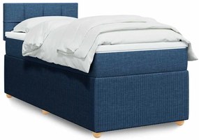 vidaXL Pat box spring cu saltea, albastru, 80x200 cm, textil
