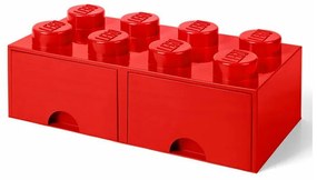 Cutie depozitare jucarii, Lego, 2x4 Cu sertare Rosu