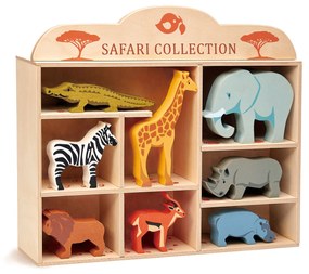 Tender Leaf Toys - Animalute savana pe raft din lemn - Safari Collection