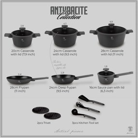 Set oale si tigai 15 piese Anthracite Berlinger Haus BH 8141