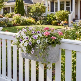 Outsunny Set 2 ghivece suspendate jardiniere cu orificiu de scurgere și cârlige 42 x 16 x 15 cm gri deschis | Aosom Romania