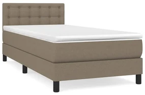 3140357 vidaXL Pat box spring cu saltea, gri taupe, 100x200 cm, textil