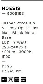 Pendul LED decorativ portelan jasper, sticla alb, NOESIS