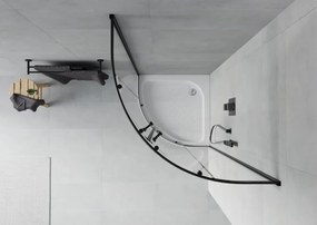 Mexen Rio cabina de duș semicirculară 70 x 70 cm, transparentă, neagră + cadă de duș, albă - 863-070-070-70-00-4710