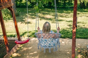 Fotoliu suspendant gri KOLUMBIA cu suport