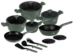 Set oale si tigai 15 piese Green Matt BH 8208, verde mat