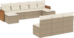 vidaXL Set canapele de grădină cu perne, 10 piese, bej, poliratan