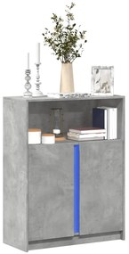 vidaXL Dulap cu LED, gri beton, 77x34x100 cm, lemn prelucrat