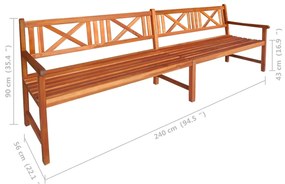 Banca de gradina cu perne, 240 cm, lemn masiv de acacia 120 x 50 x 4 cm, Gri, 1, 120 x 50 x 4 cm