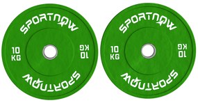 SPORTNOW Set de 2 Discuri Greutăți 2x10 kg din Cauciuc, cu Gaură de 5 cm pentru Gantere și Grijuri, Ø45x4 cm, Verde | Aosom Romania