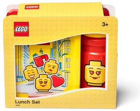 Set caserolă pentru gustări și sticlă LEGO® Iconic, roșu - galben