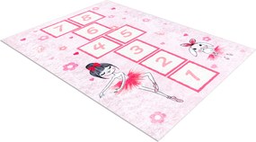 JUNIOR 51828.802 covor lavabil hopscotch, balerină pentru copii anti-alunecare - roz - SECUNDAR-COTATI PRODUSUL