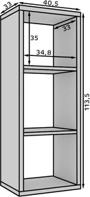 Bibliotecă 40x113.5 cm, Cleo I, ADRK Furniture (Culoare: Alb)