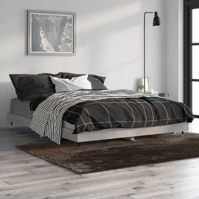 832185 vidaXL Cadru de pat, gri beton, 135x190 cm, lemn prelucrat