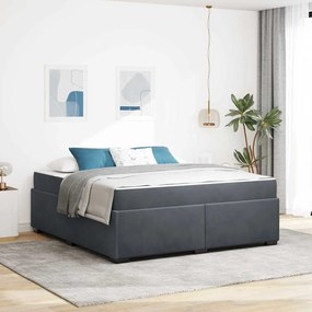 vidaXL Cadru de pat cu saltea Altele Gri închis 180 x 200 cm Catifea