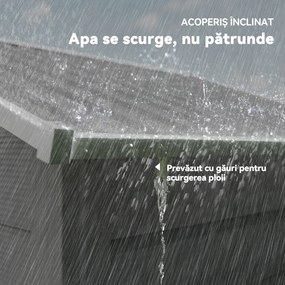 Outsunny Magazie de Gradina, Suport pentru Unelte din Otel cu Usi Glisante si Orificii de Aerisire, 196x236x208 cm, Maro | Aosom Romania