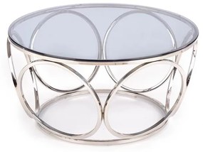 Masa de cafea Venus sticla fumurie/argintiu ø80/44 cm
