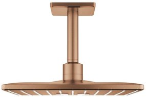Palarie dus fix Grohe Rainshower 310 SmartActive, 31x31 cm cu brat, montaj pe tavan, cupru mat (brushed warm sunset)