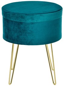 HOMCOM Puf Suport pentru Picioare Modern din In, cu Compartiment de Depozitare Rotund, Scaun cu Picioare din Metal Auriu, Tava, Masa din Lemn Verde