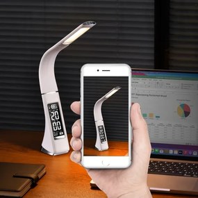 Immax 08949L - LED Lampă de masă dimmabilă cu display LEATHER LED/6,5W/5V alb