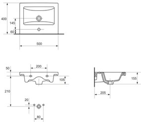 Cersanit S801-153-DSM - Dulap de baie suspendat LARA COMO cu lavoar, finisaj nuc