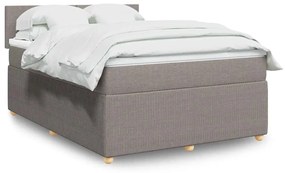 vidaXL Pat continental cu saltea gri taupe 140x200 cm material textil