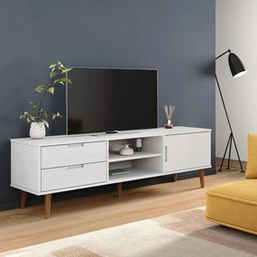 Comoda TV, alb, 158x40x49 cm, lemn masiv de pin 1, Alb