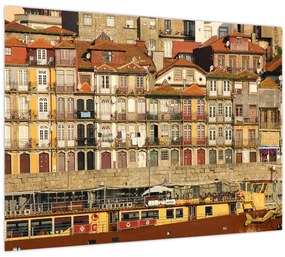 Tablou pe sticlă - Cartierul Waterfront, Portugalia (70x50 cm)