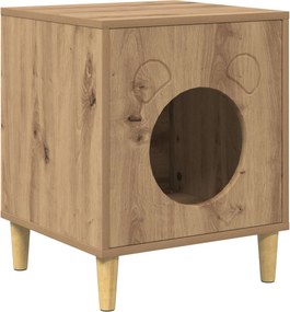 vidaXL Casa pentru pisici Stejar artizanal 42,5 x 40 x 53 cm