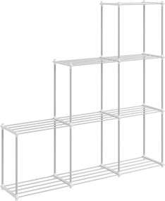 vidaXL Raft tubular cu depozitare Alb 129 x 27 x 132 cm Aluminiu