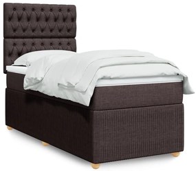 vidaXL Pat box spring cu saltea, maro închis, 100x200 cm, textil