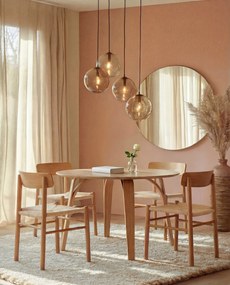 MAZZONI EXPORT LIAM Șnur Kraft/cadru Stejar Natural - SCAUN DIN LEMN ÎMPLETIT PENTRU LIVING SUFRAGERIE BUCĂTĂRIE MODERN CLASSIC BOHO