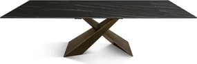 MIRABELLE -MASA BLAT DREPTUNGHIULAR NEGRU CU AURIU MAT EXTENSIBILA-PICIOR METALIC BRONZ 180 cm/ 90 cm