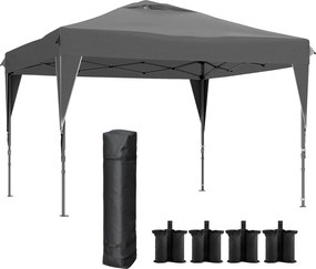 Outsunny Tonnelă/cort barnum de grădină pliant cu panou lateral detașabil + sac de transport, cadru oțel, țesătură Oxford | Aosom Romania