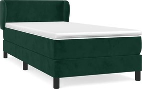 vidaXL Pat box spring cu saltea, verde închis, 90x200 cm, catifea