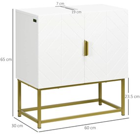 Masca pentru chiuveta cu dulap cu 2 usi Kleankin, lemn si otel, 60x30x65cm, alb si auriu | Aosom Romania