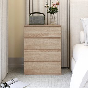 HOMCOM Comodă cu 4 Sertare, Dulap Înalt pentru Dormitor, Comodă cu Sertare cu Ghidaje Metalice și Mânere Scanalate, Alb | Aosom Romania