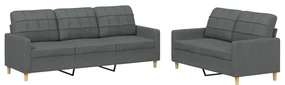 3201307 vidaXL Set de canapele cu perne, 2 piese, gri închis, textil