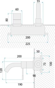 Baterie de lavoar incastrata Rea Lungo Diamond auriu + BOX