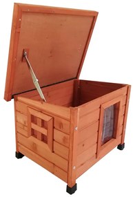 Pet Casa de pisici de exterior, maro, 57x45x43 cm, lemn