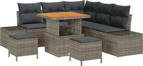 vidaXL Set de canapele pentru grădină cu pernă 8 pcs Gri poliratan