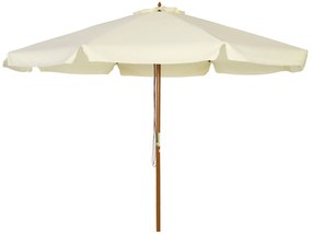 Outsunny Umbrelă Patio Reglabilă, Baldachin Dublu, 8 Stinghii Bambus, Poliester, Ø325x250cm, Bej | Aosom Romania