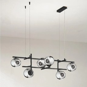Ondaluce - lustră pe cablu JEWEL 6xE14/10W/230V negru/negru fumuriu