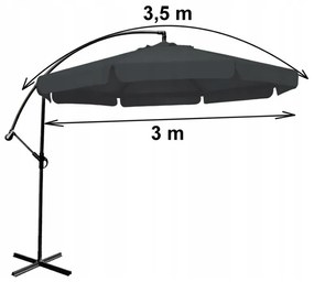 Umbrelă de soare mare pentru grădină, cu un suport gri închis