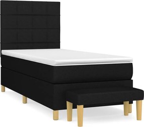 vidaXL Pat box spring cu saltea, negru, 80x200 cm, textil