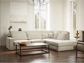 Colțar grej cu tapițerie din chenille (cu colț pe partea dreaptă/în formă de ”L”) Kirou – Maison de Rêve