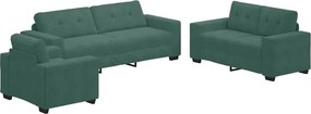 vidaXL Set de canapea 3 pcs Verde închis 221 x 80 x 80 cm Catifea