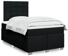 vidaXL Pat box spring cu saltea, negru, 120x190 cm, catifea