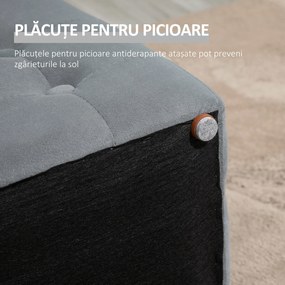Cufăr Multifuncțional pentru Depozitare HOMCOM, Pouf din catifea, Gri perlă | Aosom Romania
