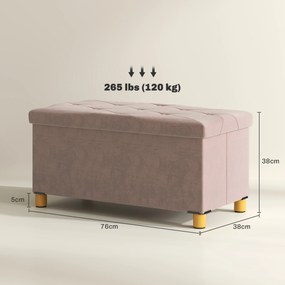 HOMCOM Banc de depozitare capat de pat pliabil volum 67 L capacitate de incarcare 120 kg cu capac 76L x 38l x 38H cm roz | Aosom Romania